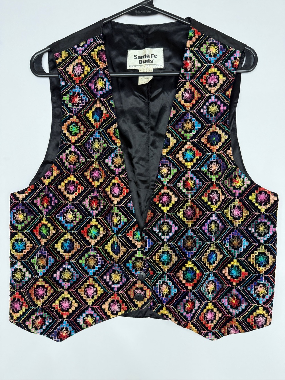 Vintage Santa Fe Duds Embroidered Southwestern Vest
